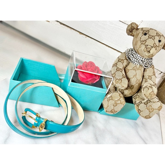 Christian Dior Teal Skinny Leather Vintage Logo Belt - Picture 5 of 10